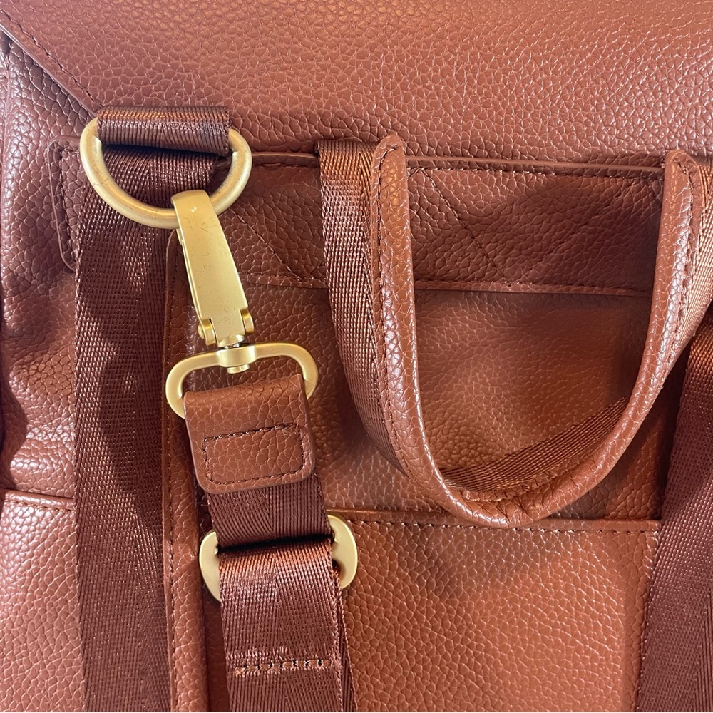 Freshly Picked Classic Diaper Bag II Cognac Vegan Leather 13x15in - Picture 7 of 11